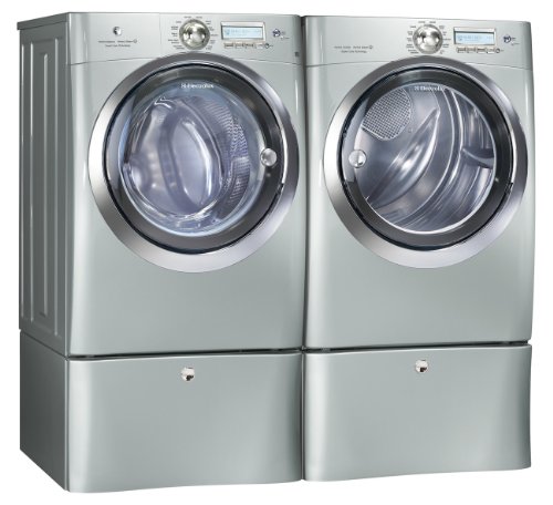 Electrolux Silver IQ Touch Front Load Washer and Steam ELECTRIC Dryer Laundry Set W Pedestals