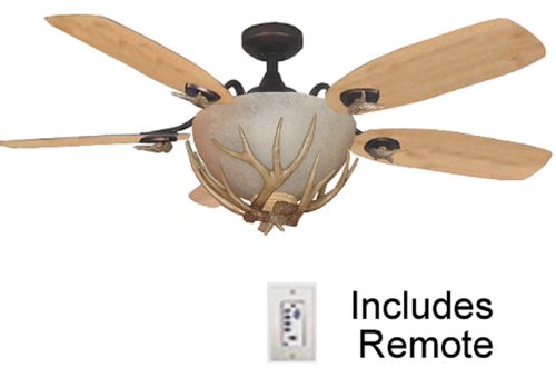 Mesa Vista Rustic Ceiling Fan with Antler Fan Light