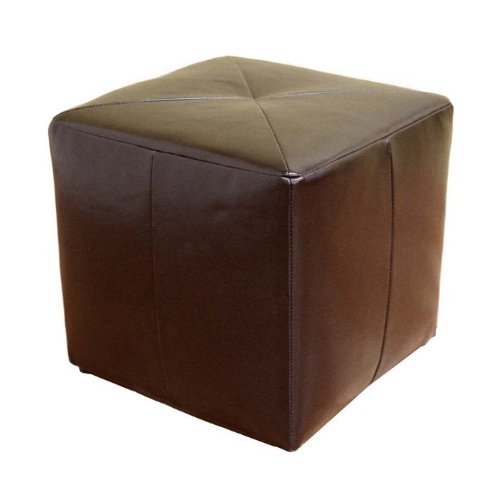 Baxton Studio Lave Cube-Shaped Brown Bonded-Leather Ottoman