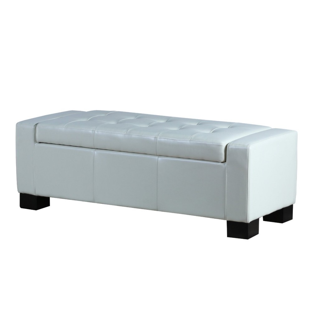 Best Selling Guernsey Leather Storage Ottoman, White