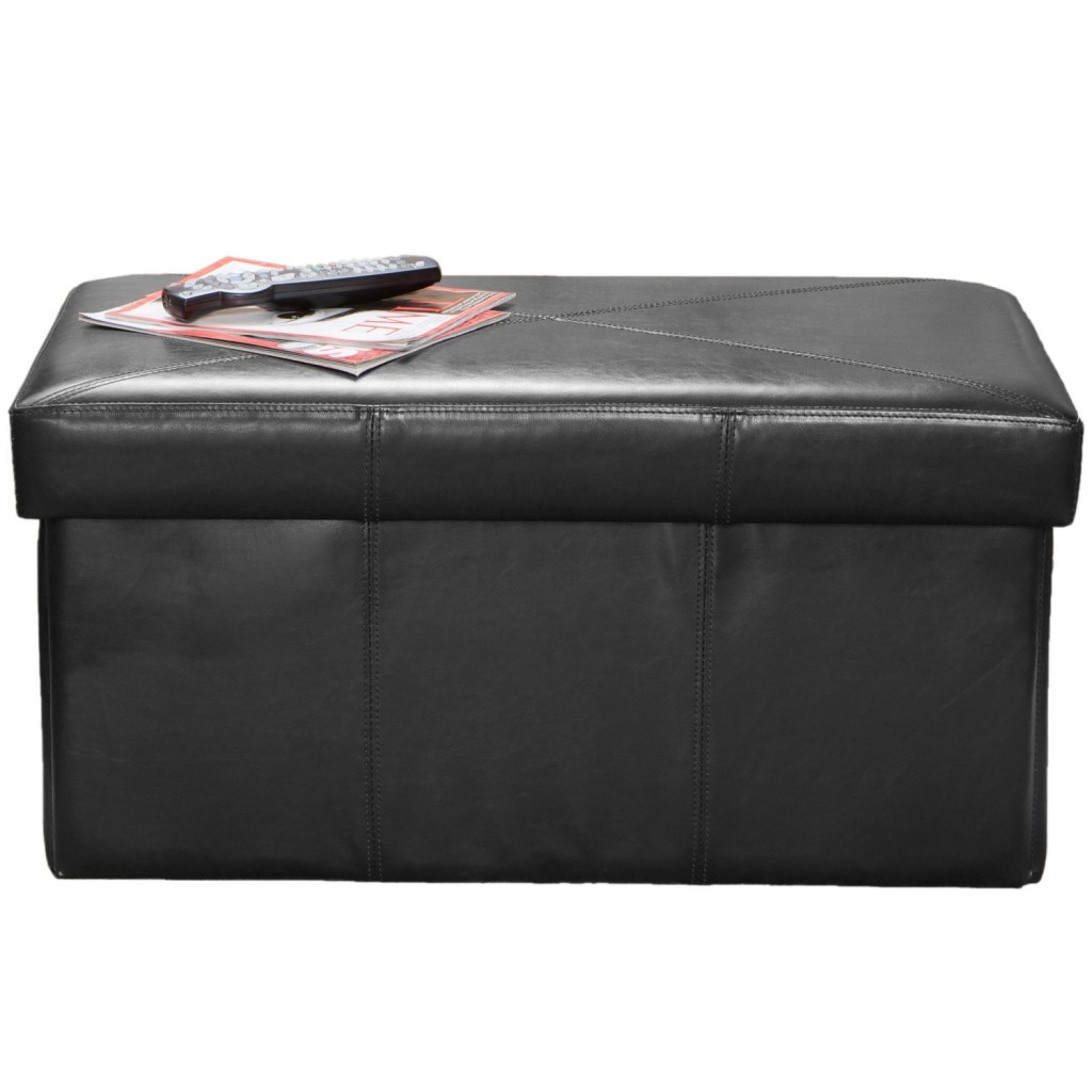 Best Selling Nottingham Leather Storage Ottoman, Black