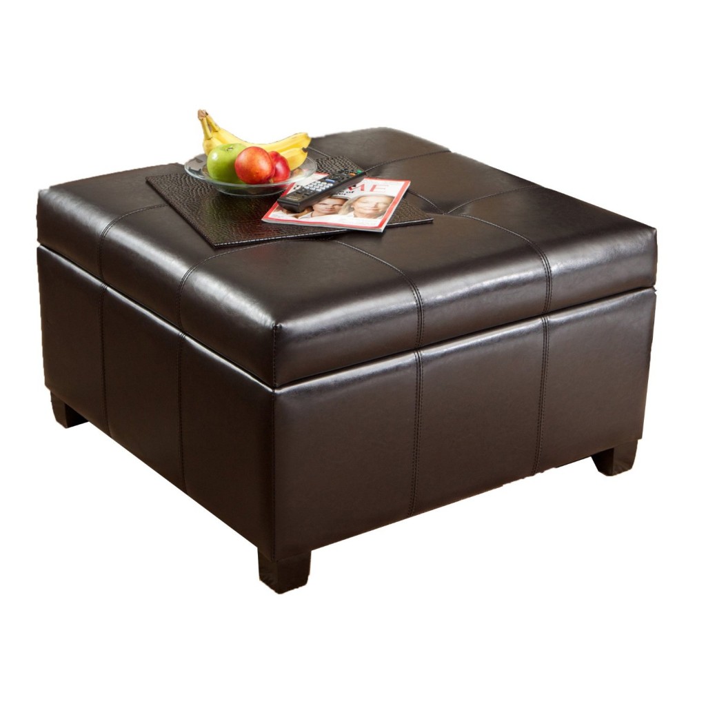 Best Selling Richmond Espresso Leather Storage Ottoman