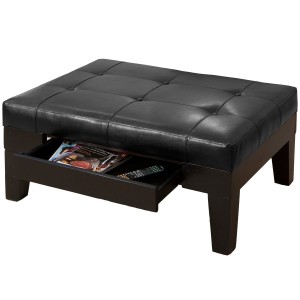 Black Leather Ottoman