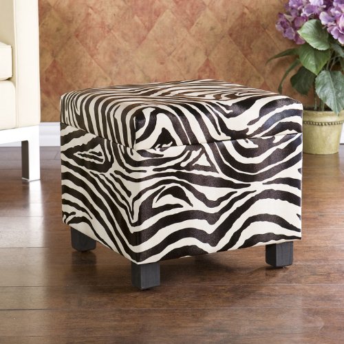 Chipley Faux Leather Storage Ottoman, Zebra Print