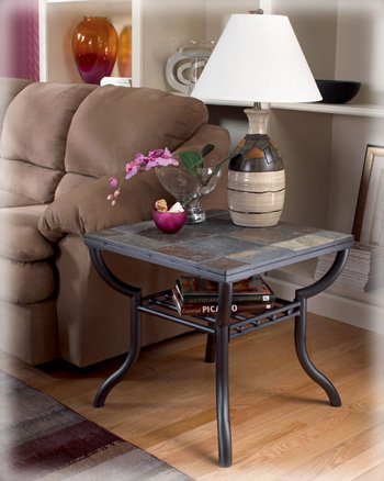 Contemporary Slated Square Living Room End Table