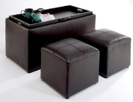 Convenience Concepts Sheridan Faux Leather Storage Bench