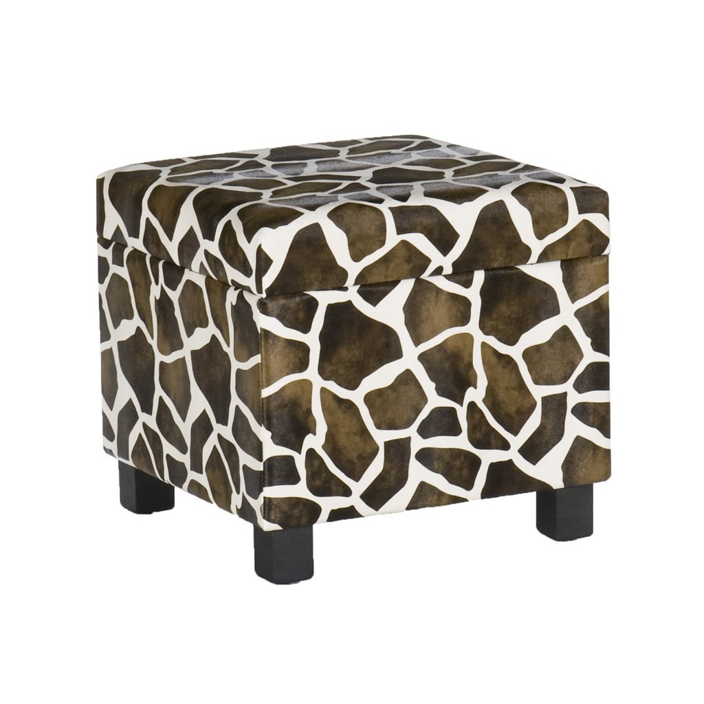 Giraffe Faux Leather Storage Ottoman