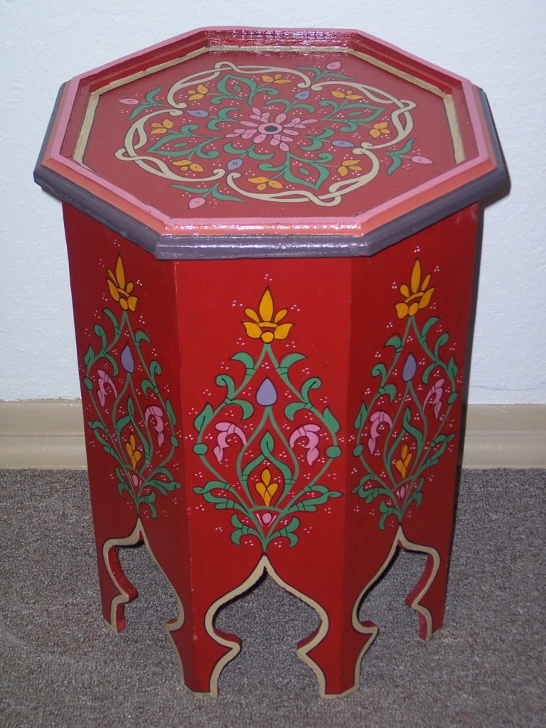 Hand Painted Wood Table side table by Treasures of Morocco