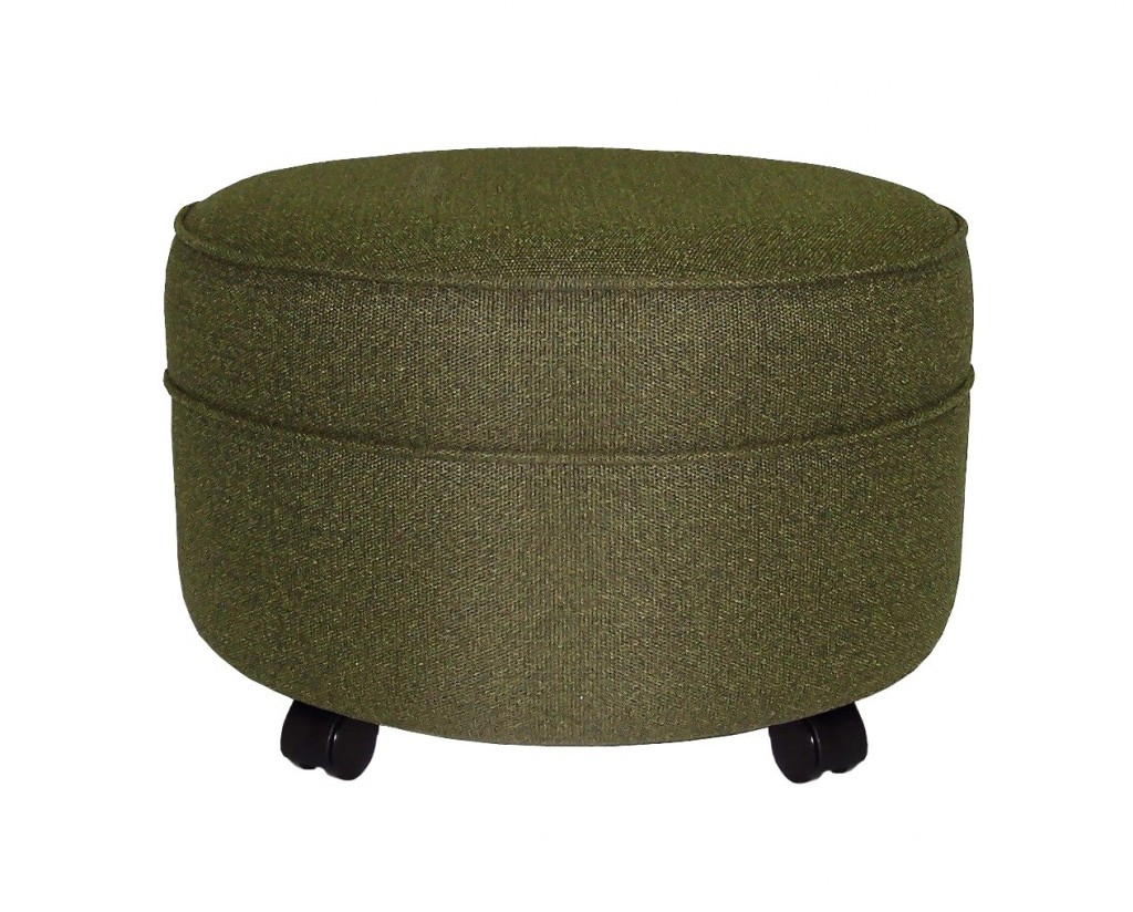 Mossy Green Fabric Round Extra Large Ottoman