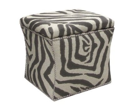 Nail Button Storage Ottoman in Zebra Ikat