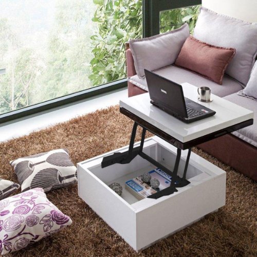 Nikka Black White High-Gloss Lift-Top Coffee Table