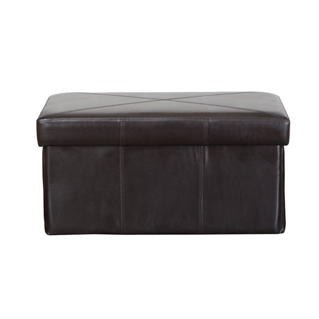 Nottingham Brown Leather Folding Storage Ottoman