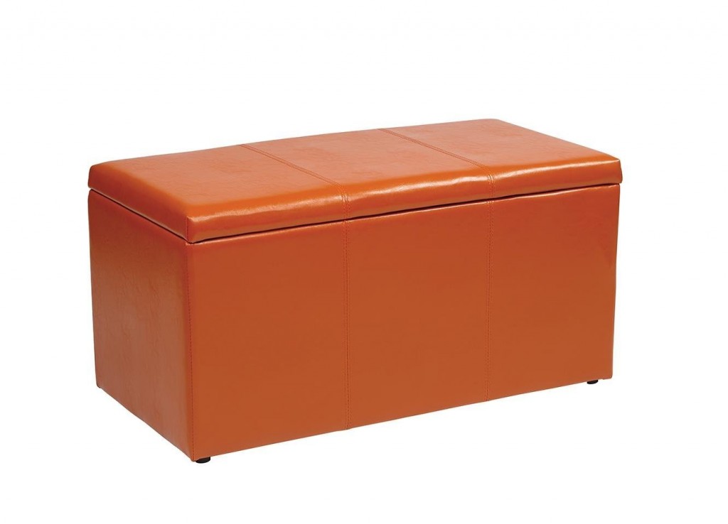 OSP Designs 3-Piece Vinyl Ottoman Set – Orange