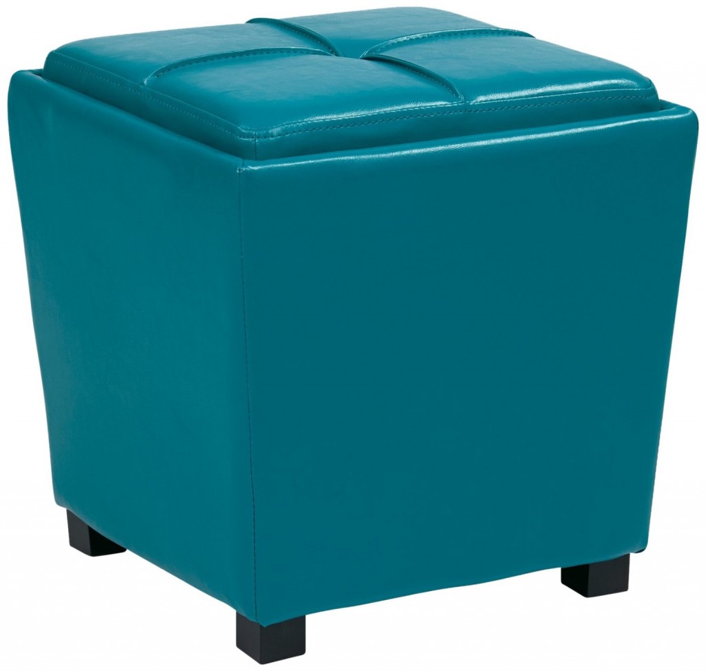 Office Star OSP Designs Vinyl Storage Ottoman; Blue