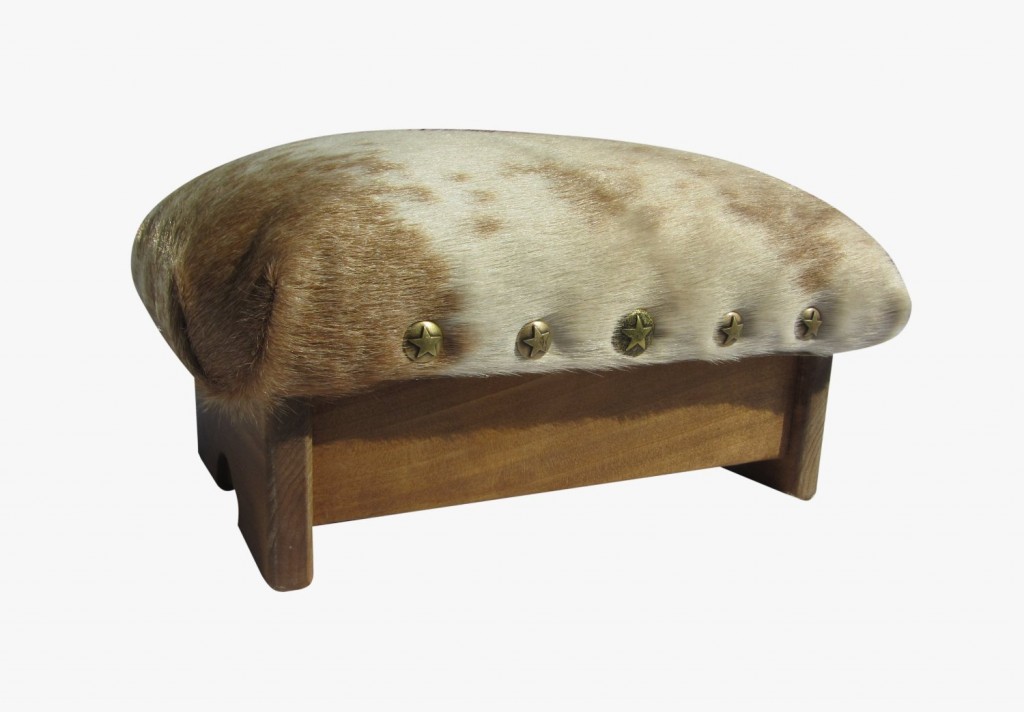 Padded Foot Stool Cowhide Brown