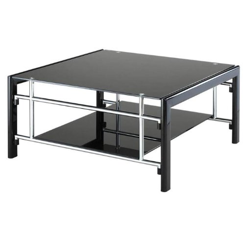 Powell Gloss Black and Gloss Silver Square Cocktail Table