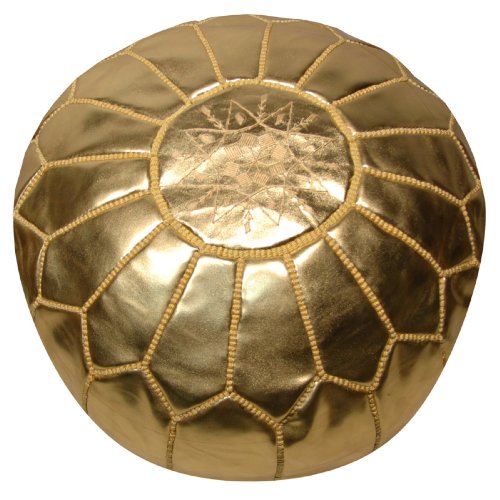 Rosenberry Rooms Moroccan Pouf - Gold Leather