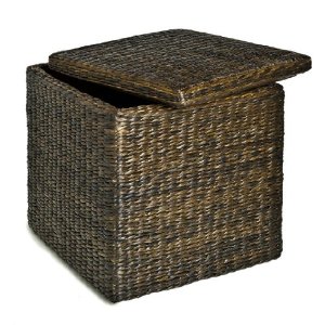 Seville Classics PAT70160 Rush Cube Storage Ottoman