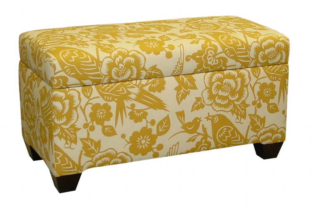 Skyline Furniture Walnut Hill Storage Bench in Canary Fabric