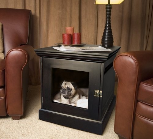 Small Espresso TownHaus Hideaway Dog House Nightstand End Table