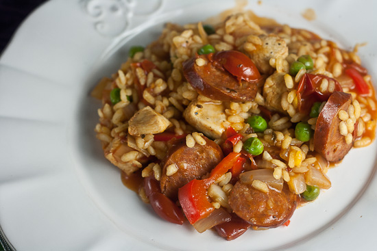 Southwestern Paella with Cilantro Cream