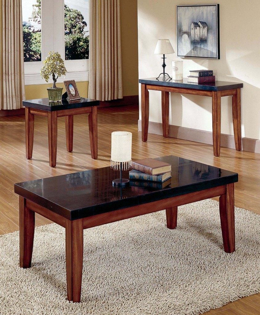 Steve Silver Montibello Rectangular Granite Cherry Coffee Table