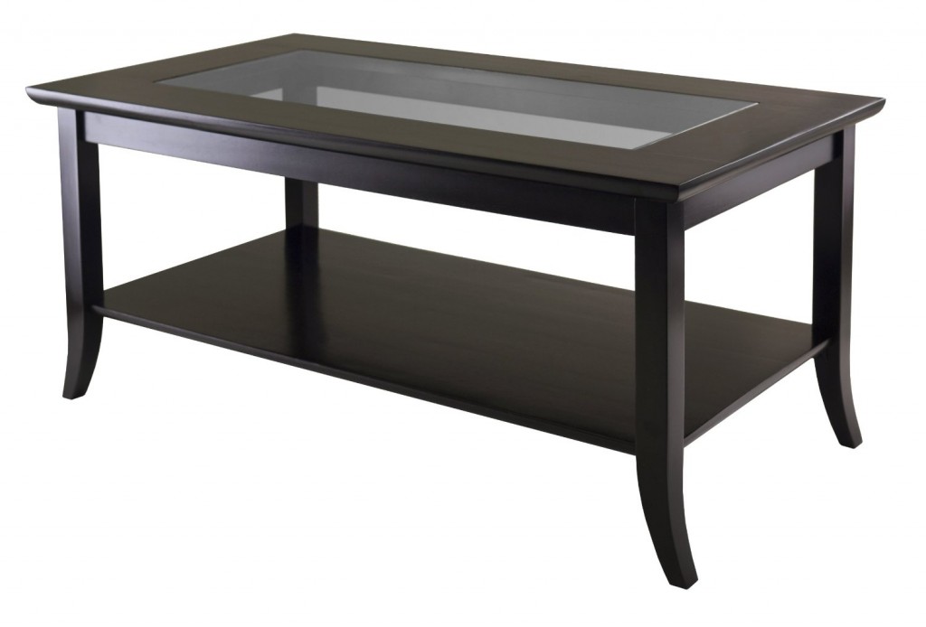 Winsome Genoa Rectanuglar Coffee Table with Glass Top and Shelf