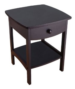 Winsome Wood End Table with Drawer and Shelf, Black
