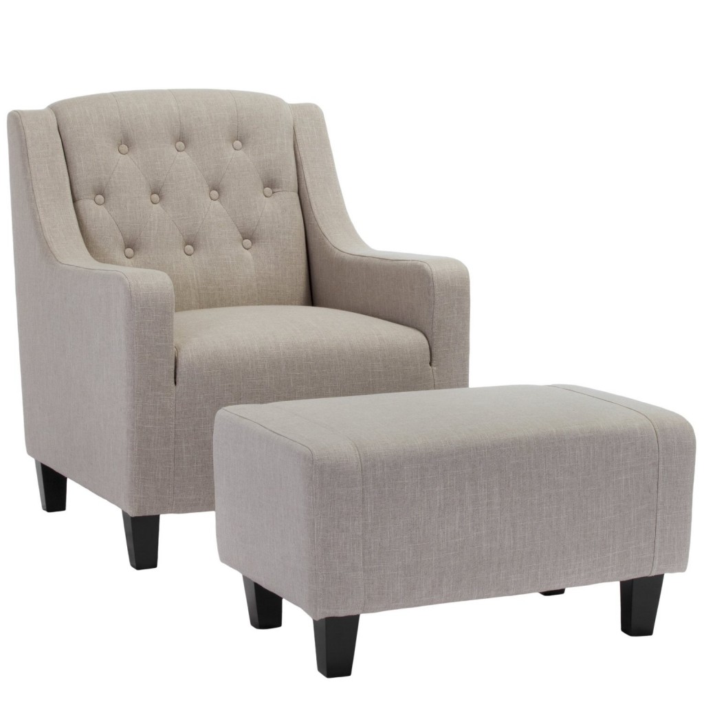 Allen Beige Fabric Club Chair and Ottoman