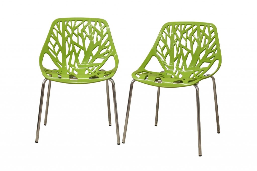 Baxton Studio Birch Sapling Plastic Modern Dining Chair, Set of 2