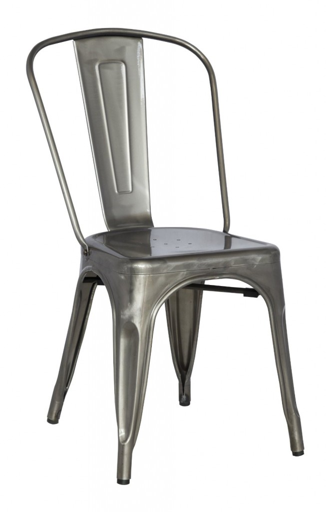 Chintaly Imports Galvanized Steel Side Chair, Set Of 4