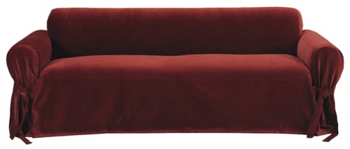 Clasic Slipcovers Solid Velvet Sofa Slipcover