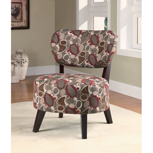 Coaster Accent Chair with Oblong Pattern in Dark Brown Wood Legs