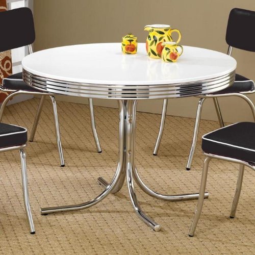 Coaster Retro Round Dining Kitchen Table in Chrome