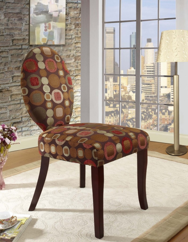 King's Brand AC7207 Circle Fabric and Bent Wood Design Legs Accent Chair