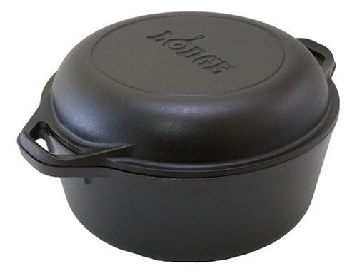 Lodge L8DD3 5-Quart Cast-Iron Double Dutch Oven and Casserole