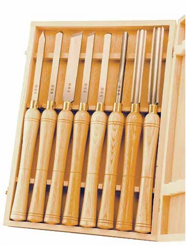 PSI Woodworking LCHSS8 HSS Wood Lathe Chisel Set, 8-Piece