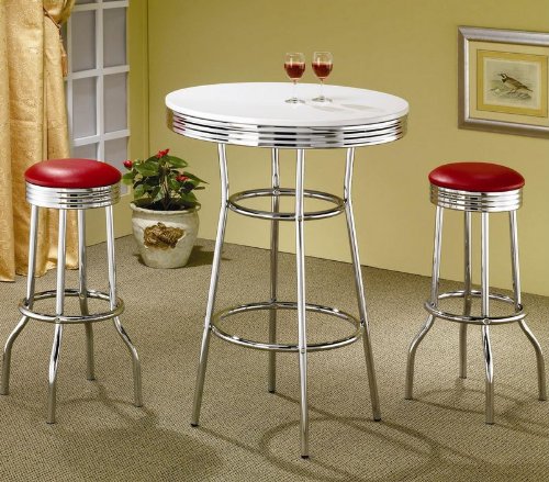 Red Cliff Retro Bar Table in Chrome