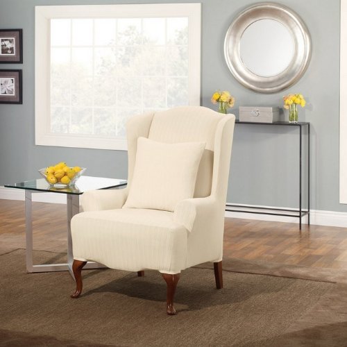 Sure Fit Stretch Pinstripe Wing Chair Slipcover