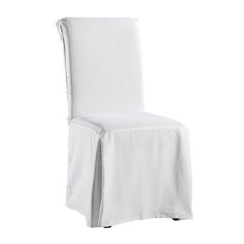 Sure Fit Twill Supreme Full Length Dining Room Chair Cover, White