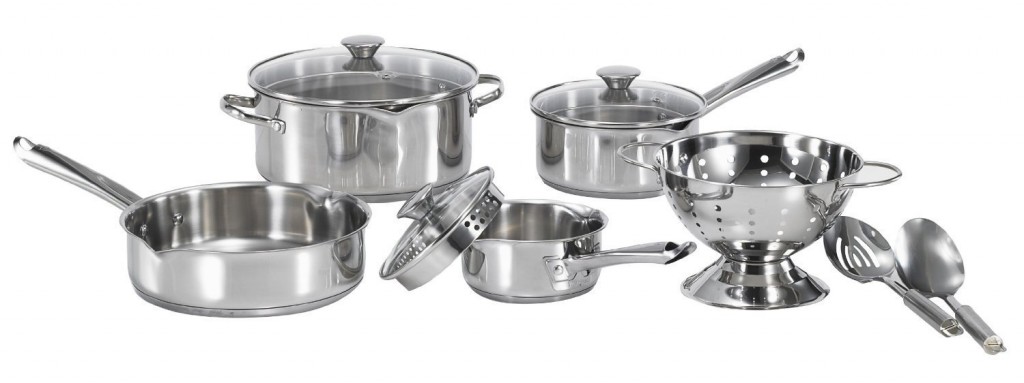 T-FAL A834SA65 Wearever Cook and Strain Stainless Steel 10 Piece Cookware Set