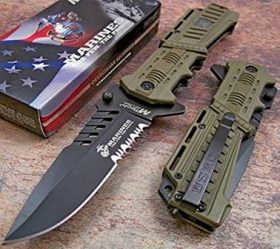 Usmc Marines Desert Spring Assisted Opening Tactical Rescue Folding Pocket Knife