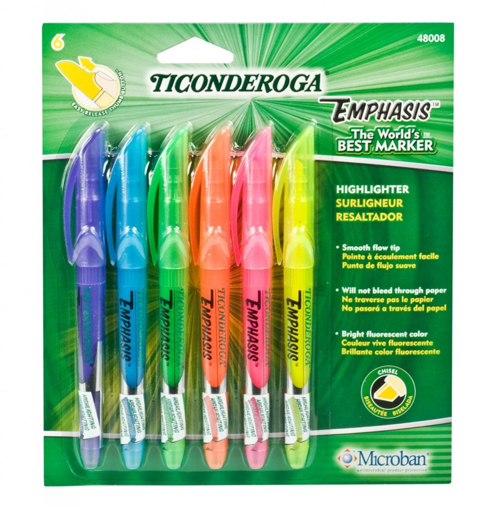 Ticonderoga Emphasis Fluorescent Highlighters