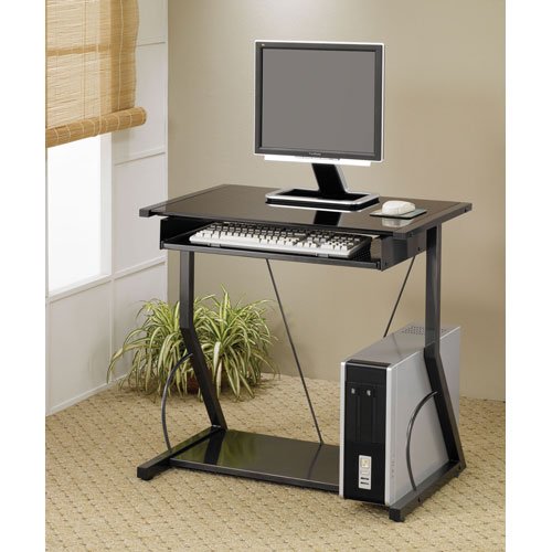 Computer Desk with Pull Out Tray in Black Finish