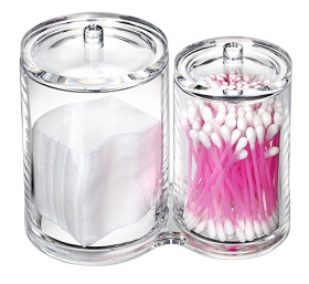 VAMIX Clear Cotton Ball and Swab Holder Organizer Storage Box