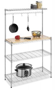 Bakers Rack with Wood Top - Organize your kitchen in a convenient way