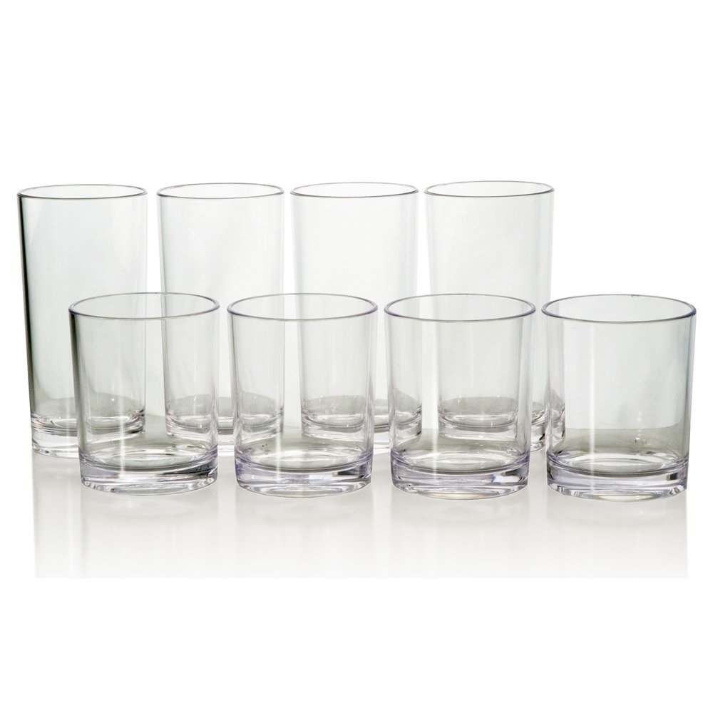8pc Unbreakable Clear Tritan Plastic Cup Tumblers