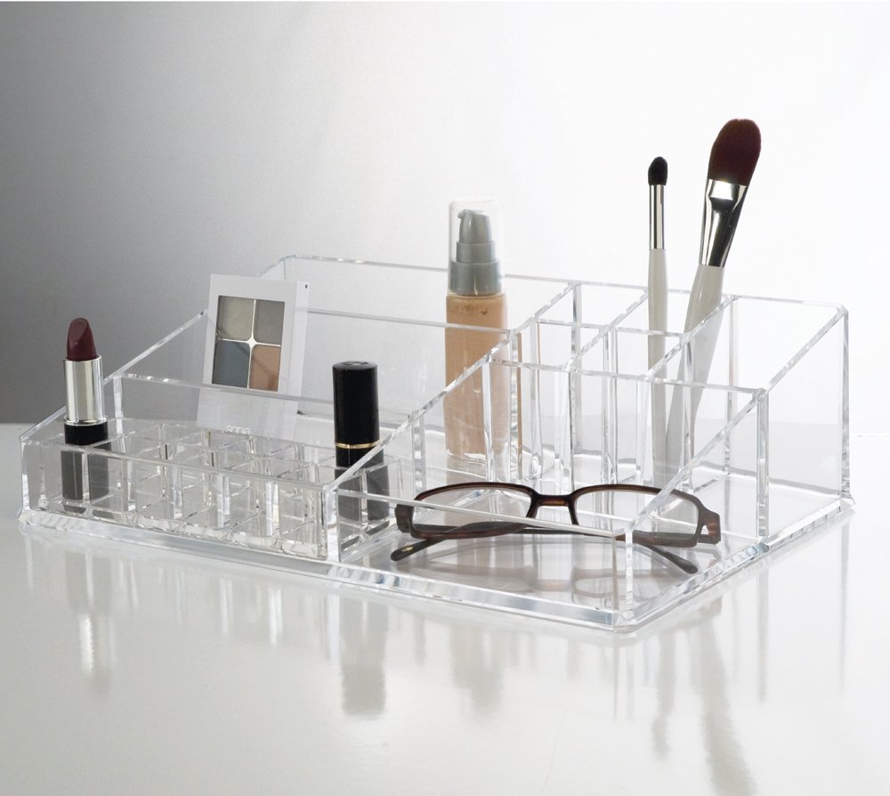 Acrylic Cosmetic Organizer with Removable Lipstick Holder