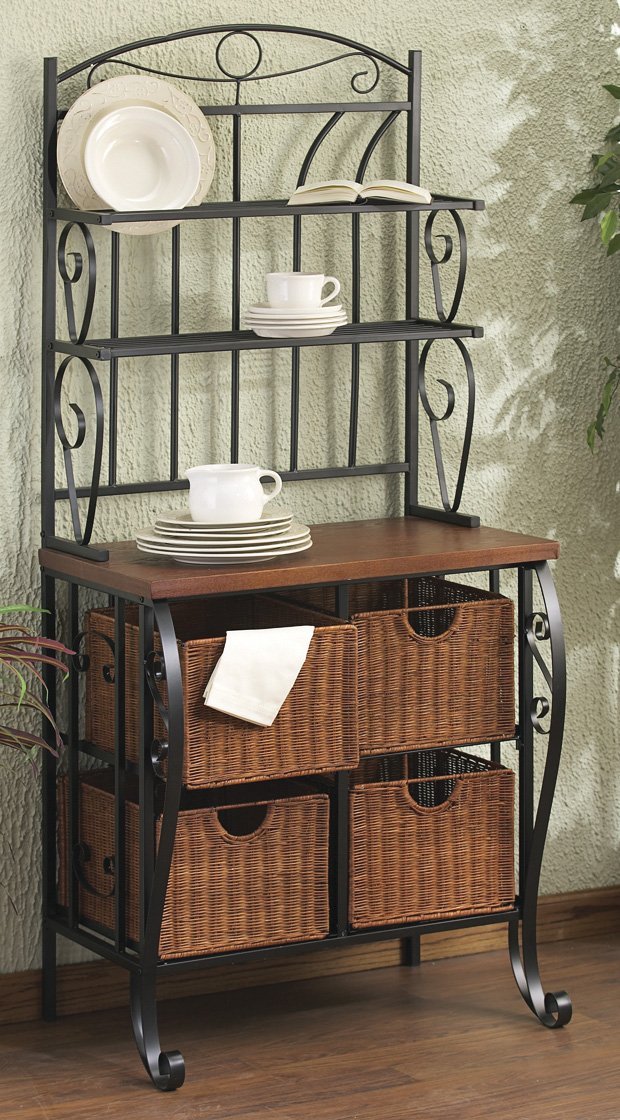 Iron  Wicker Bakers Rack