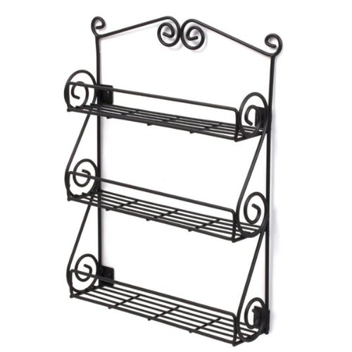 Spectrum Wall-Mountable Black Scroll Spice Rack